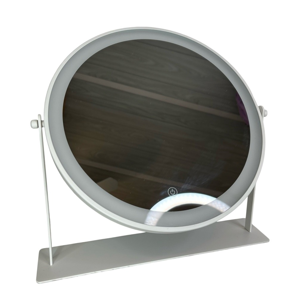 LED Lighted Makeup Mirror Vanity Adjustable Cosmetic Tabletop Round White Beauty